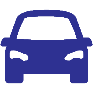 Forward-facing blue car symbolises responsible driving, promoting vigilance and safe road practices.