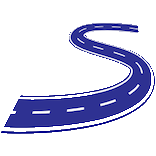 Blue S-bend road, symbolising sustained loss of traction and promoting cautionary driving practices.