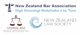 Image showing three law groups logos: New Zealand Bar Association, Criminal Bar Association, and New Zealand Law Society.
